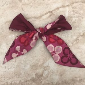 100% silk maroon burgundy pink COACH ribbon bow